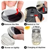 8 Pack Solar Outdoor Fairy Star Firefly Jar Lids Lights,Solar Fairy String Lids Lights(No Jars),Waterproof Lantern Mason String Solar Lights with Hangers for Regular Mouth Jars