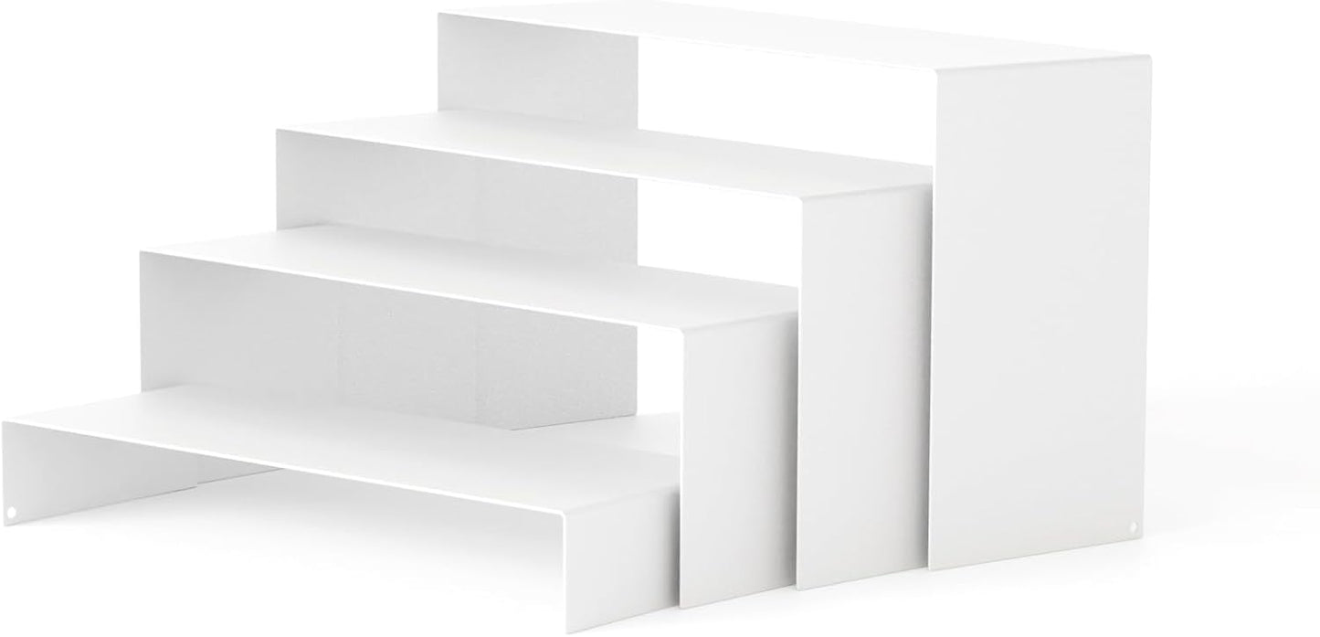 Black Matte Metal Display Stand,8 Pcs 2 Set Display Risers, Metal Rectangular Display Shelf for Showcase, Dessert, Toys, Perfume (8Pcs-Black, L7''x8''x9'')