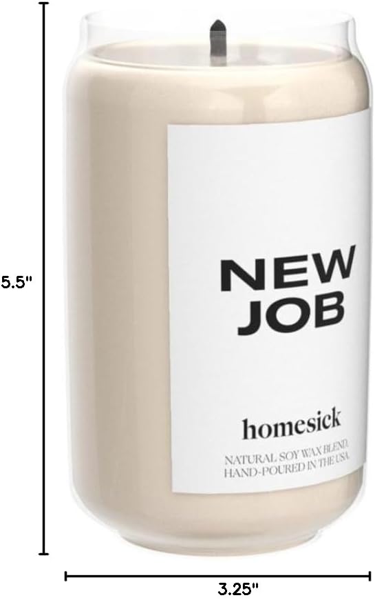 Homesick New Job Scented Candle - 13.75 oz Leather & Cinnamon Scented Natural Soy Wax Blend, Coworker Leaving Gifts for Friends, Goodbye, Going Away, New Beginnings & Congrats on New Job Candle Gift