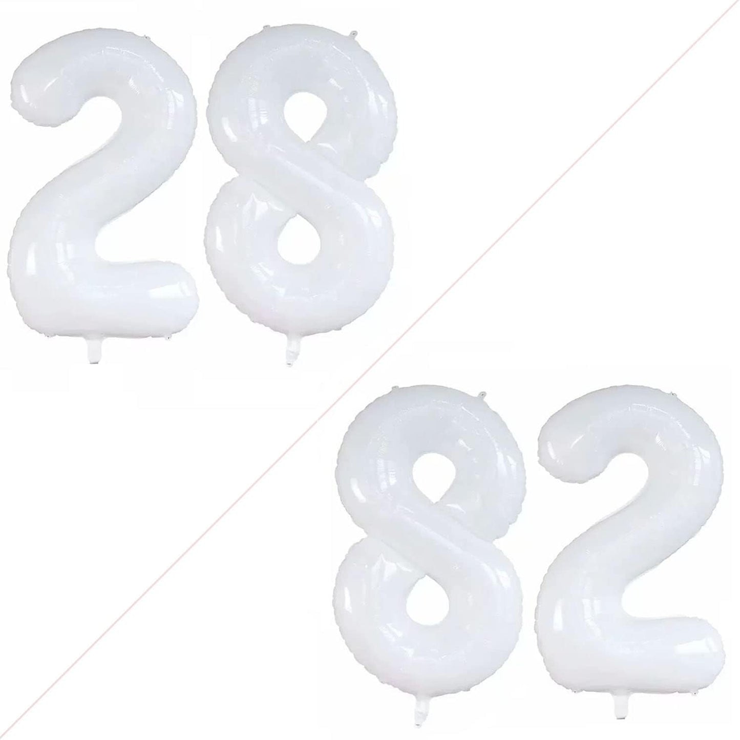 GOER Number 28 Balloons for 28th Birthday Party Decorations,42 Inch Jumbo Foil Helium 82 Balloons for 82nd Birthday Party Decoration (White)