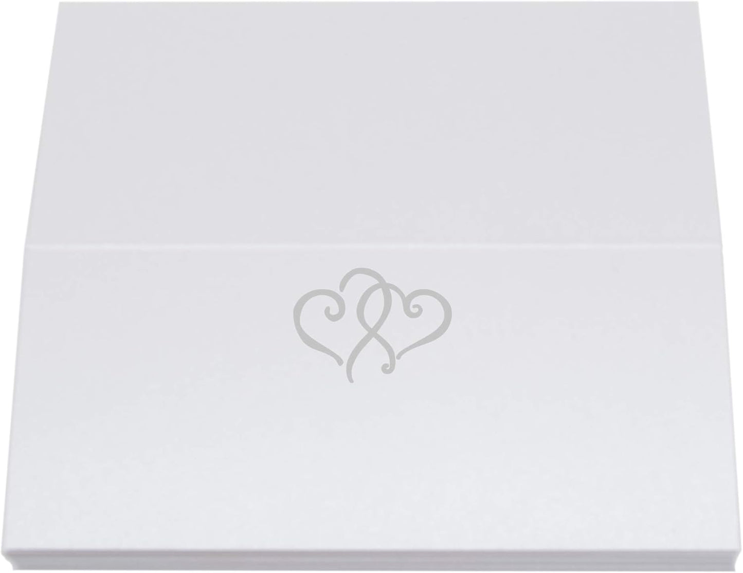 Linked Hearts Place Cards, Silver (Choose Color), Set of 60, Pre-cut and Scored - Wedding, Party, Dinner, and Special Events - Made in the USA