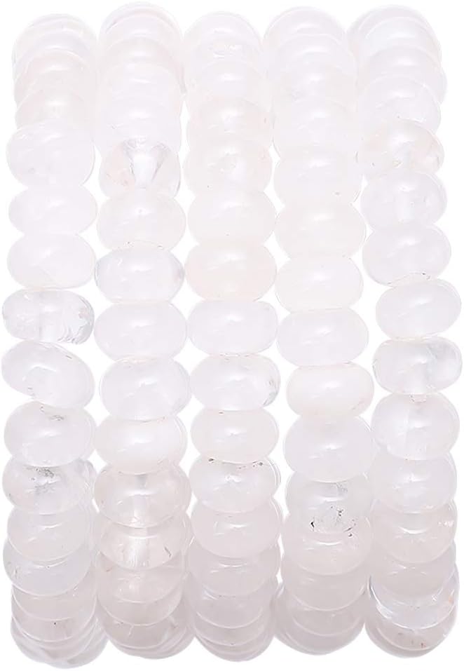 Natural White Quartz Crystal Stone Rondelle 5x8mm Loose Semi Gemstone Beads for Jewelry Making 38cm