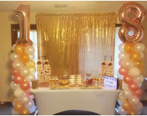 Eternal Beauty Yellow Gold Sequin Backdrop, 4x7 Ft Glitter Background Curtains for Shimmer Photography Party Wedding Birthday Back Drop Decor