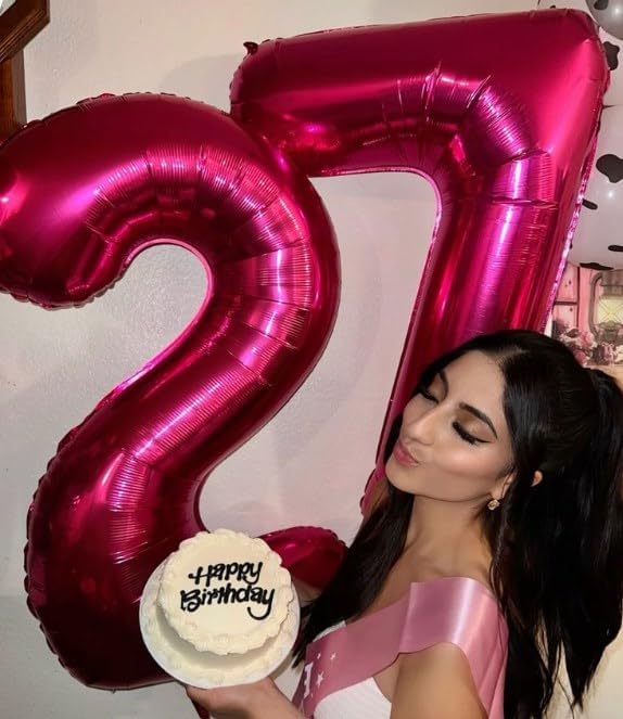 Hot Pink Number 70 Birthday Balloon 40 Inch, Digital Balloons for 70 Party Celebration Decorations Supplies, Mylar Foil Numbers Balloon for 70th Wedding Anniversary