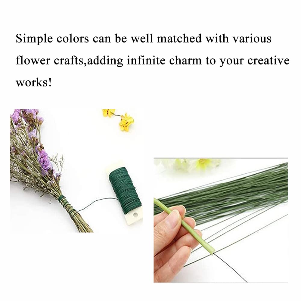 HAHIYO 22Gauge Green Flexible Metal Floral Wire - 1 Roll, 38 Yards (115 Feet) for Crafts, Christmas Wreaths, Tree & Flower Arrangement, Wedding DIY