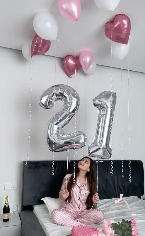 40 Inch Big Silver Number 2 Balloon Birthday Decoration, Number 2 Helium Balloon 12 20 22 23 24 26 28 32 42 Celebration, Boy Girl Baby Anniversary Party Graduations Supplies Decorations