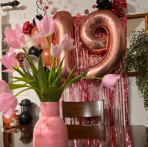 40 Inch Big Rose Gold 9 Balloon Number, Jumbo Giant Happy 9th 19 29 39 49 99 Birthday Party Decorations, Rose Gold Large Nine Mylar Foil Anniversary Birthday Party Engagement Decorations