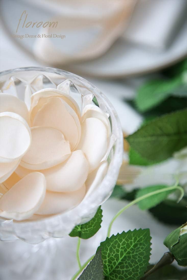 Floroom 300pcs Rose Petals Cream Faux Silk Flower Petals for Wedding Flower Girl Basket Aisle Scatter Dinner Table Centerpieces Party Confetti Bridal Shower Romantic Night Decoration