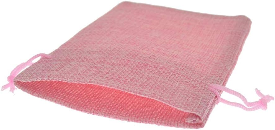 20Pcs Drawstring Burlap Bags 2.7 x 3.5 Inch, Pink Jute Sacks Jewelry Gift Pouch Christmas Candy Wedding Party Favor Bags