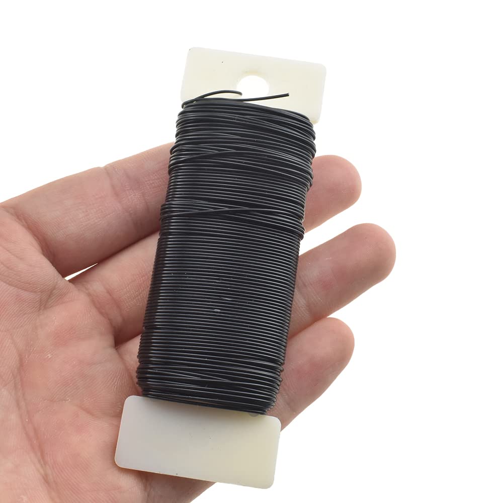 HAHIYO 22Gauge Black Wire - 1Roll, 38Yards (115Feet) Flexible Floral Wire for Crafts, Christmas Wreaths, Tree & Flower Arrangement, Wedding DIY