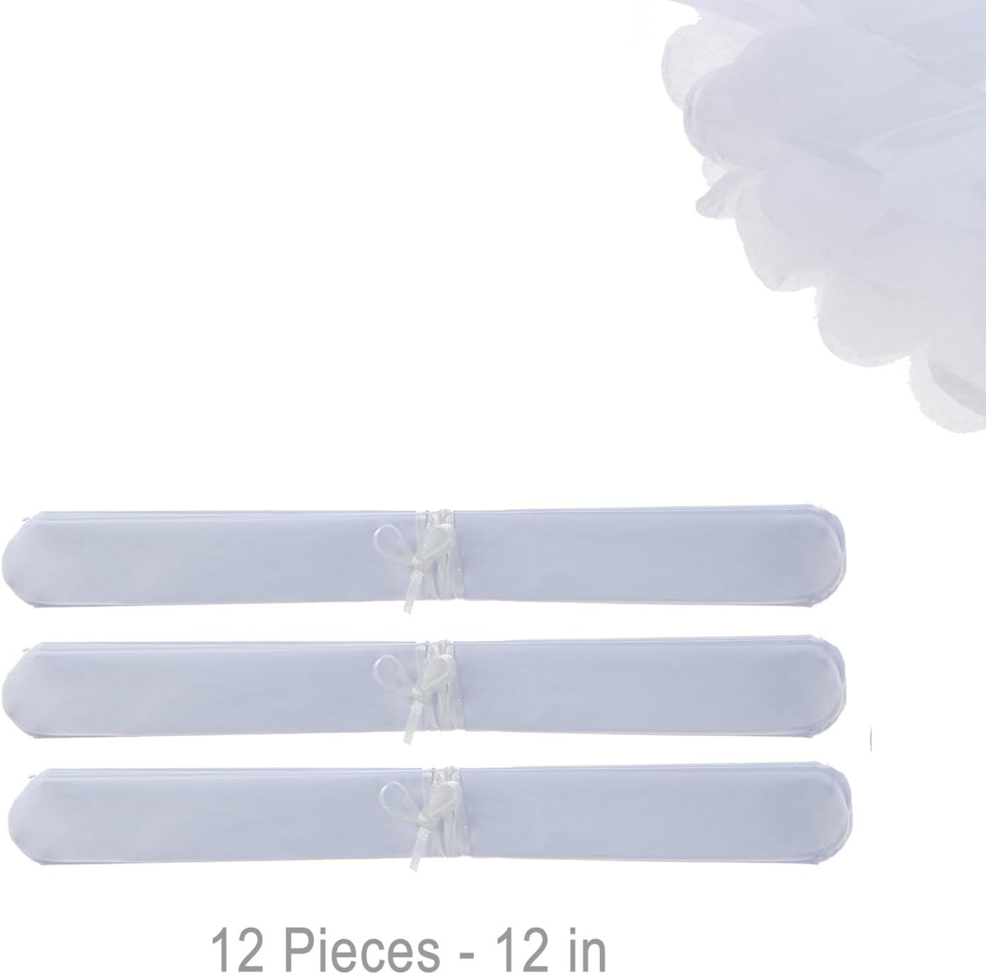 12" White Tissue Pom Poms DIY Hanging Paper Flowers for Party Decorations, 12 pcs