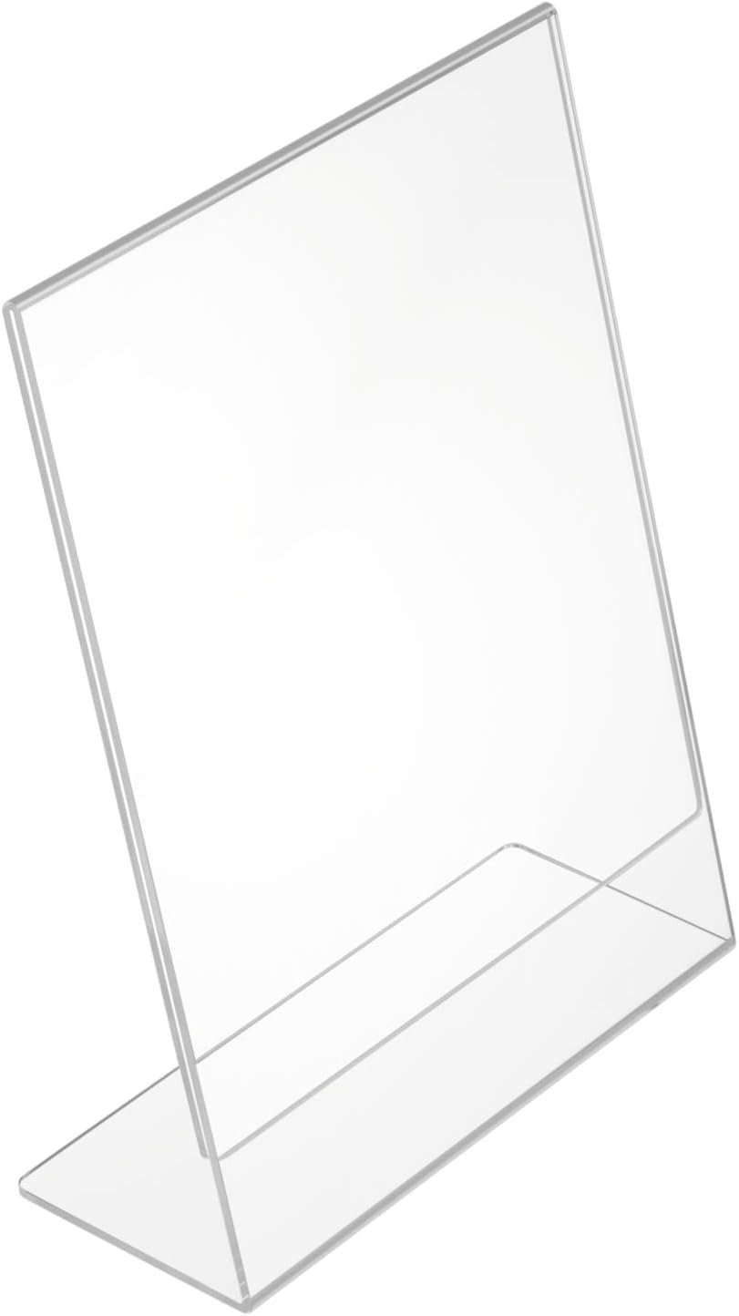 NIUBEE 6Pack Slant Back Acrylic Sign Holder 5x7 inches, Clear Vertical Picture Frames Frames, Desktop Flyer Holder Document Holder Paper Display Stand