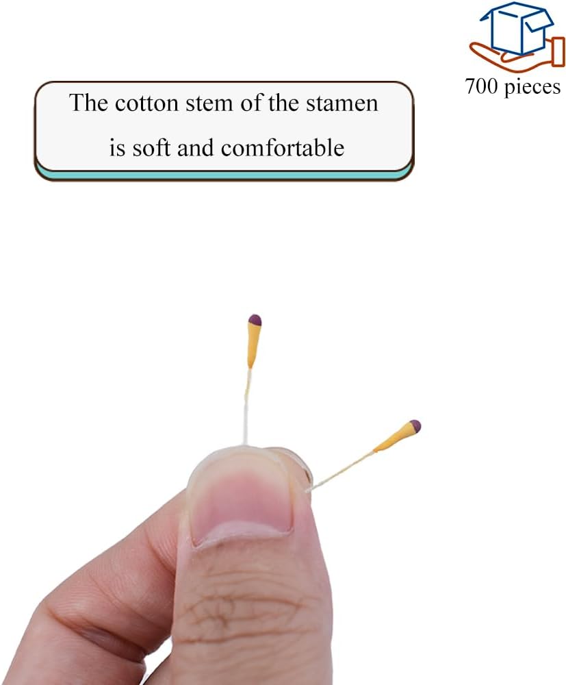 HAHIYO 700Pcs 2mm Yellow and Purple Matte Double Head Flower Stamen Pistil for Flower Making Scrapbook Decoration Handmade Artificial Flowers Pistil Matt-Like Floral Stamens Flowers Pollen Stamen