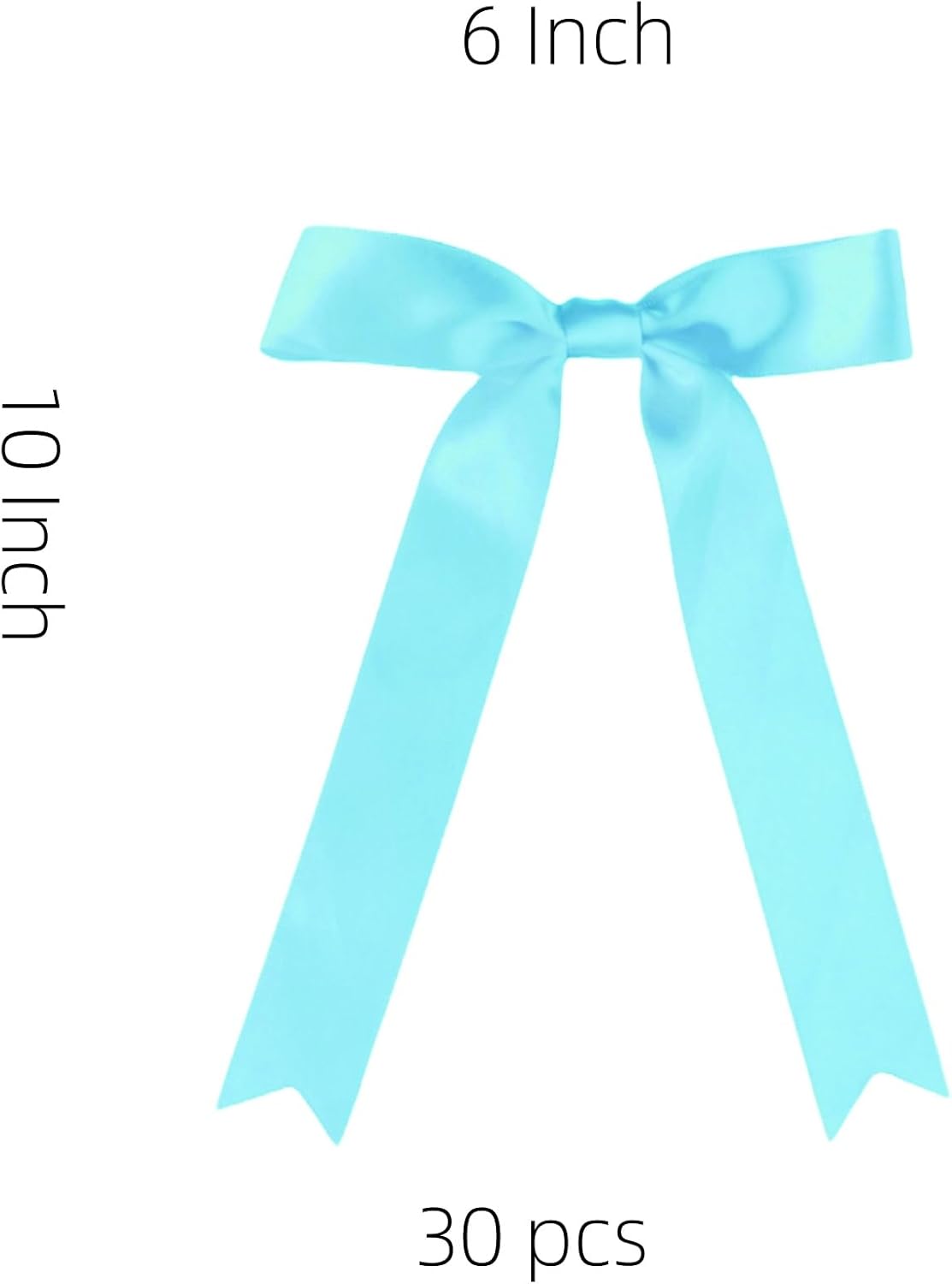 30 Pcs Turquoise Blue Satin Bows 6 X 10 Inch Premade Bows with Twist Tie for Wedding Florist Decor, Cake Pops,Christmas Tree & Gift Wrapping(Turquoise Blue)