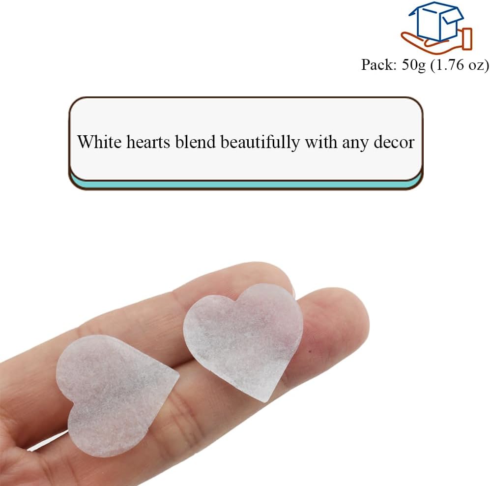 HAHIYO 0.78Inch White Heart Tissue Paper Confetti Table Decoration Confetti Dot Pastel Bulk Table Scatter Confetti Paper for Packaging Wedding Bachelorette Shower Birthday Party, 6000PCs