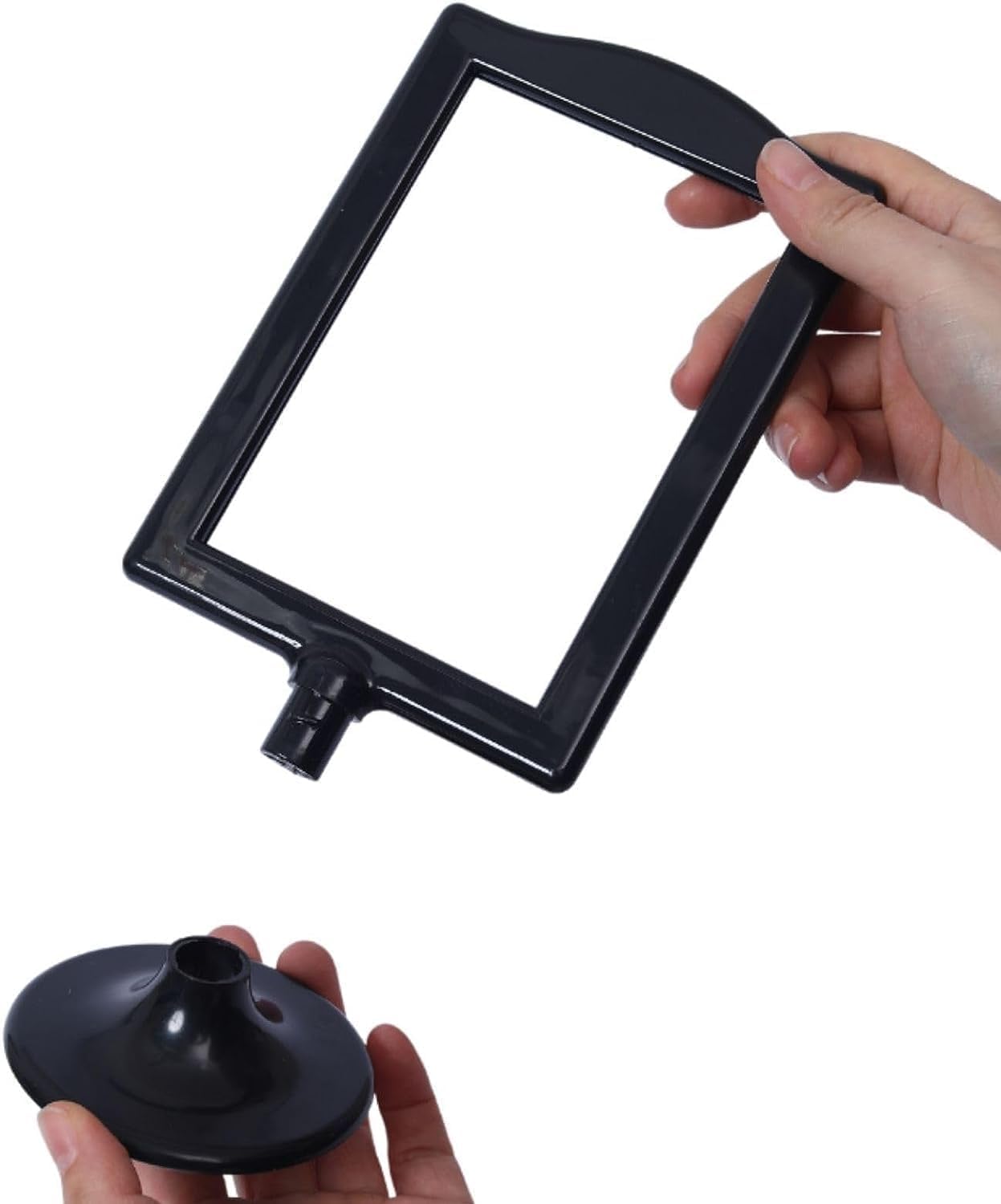 NahNah Double Sided Standing Picture Frames - (Black, 8 Count) 4x6 Inch, Plastic Pedestal Photo Frame with Inserts and Base - 2 Sided Tabletop Vertical Display Frame for Wedding Table Bridal