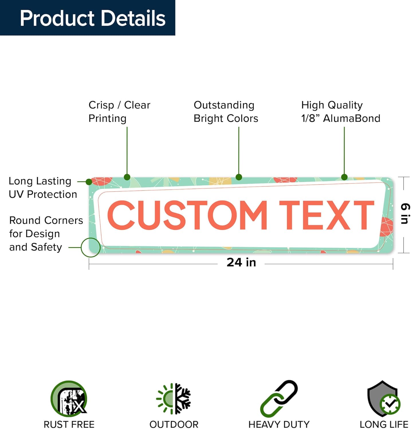 Custom Sign, Custom Street Sign, 11 Font Colors, 13 Font Styles, 4 Hole Options, 22 Sizes, 6x24 Inches, Rust Free DiBound, Fade Resistant, Made in USA by My Sign Center (Mid-Century Modern 2)