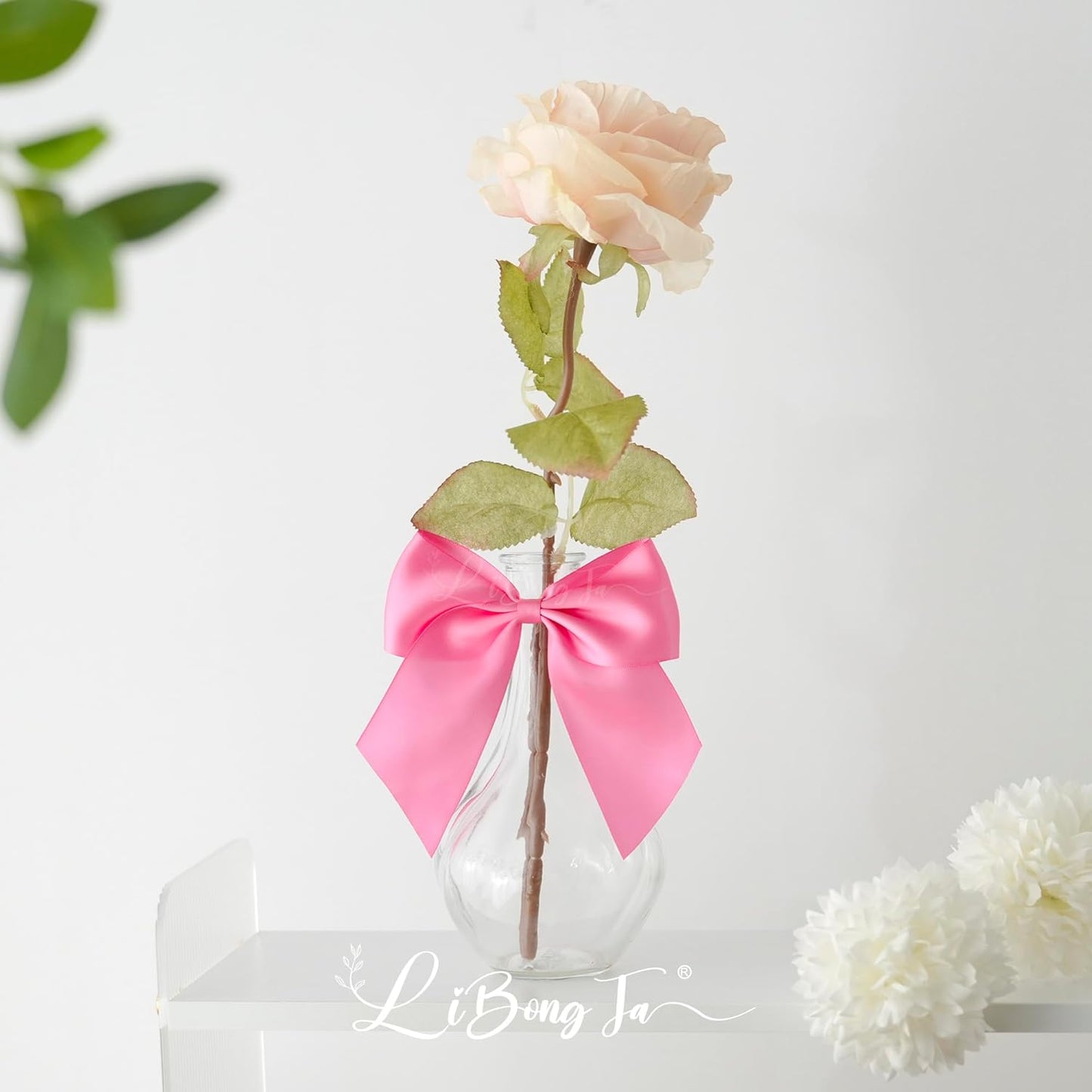 5'' Hot Pink Bow Party Decorations Satin Bows, Twist Tie Bows for Treat Bags, Cake Pops, Pre-Tied Bow Premade Ribbon Bows for Crafts, Holiday Bows for Gift Wrapping, Wedding Decor-24 Counts