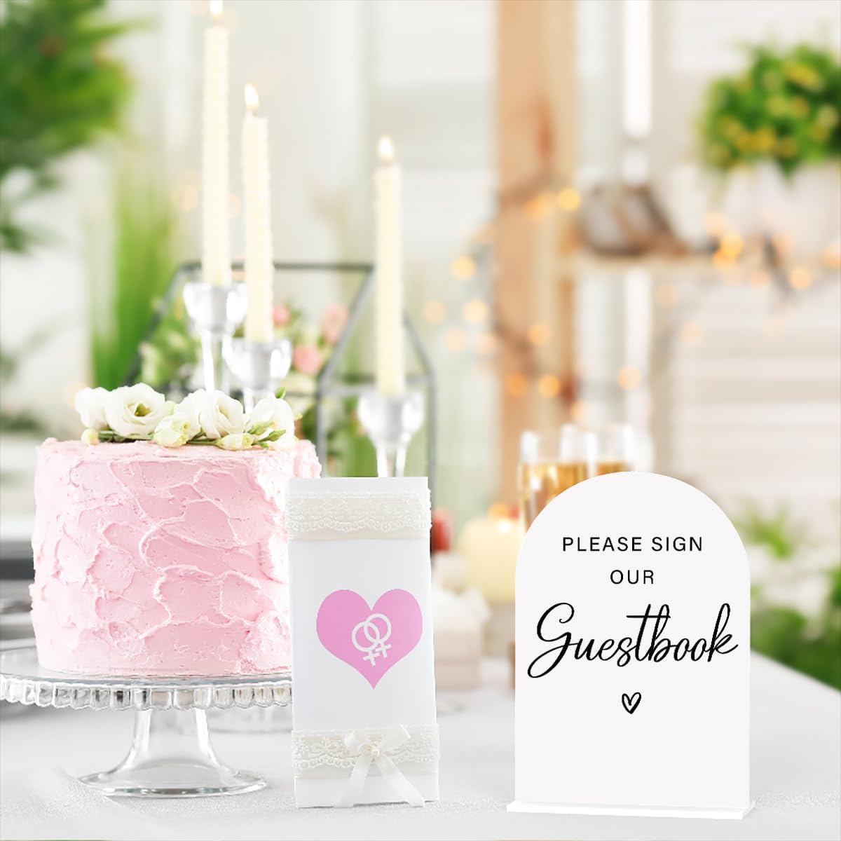 Acrylic Wedding Sign Please Sign Our Guestbook Wedding Signs for Ceremony Modern Calligraphy Arch Acrylic Table Top Sign for Wedding Reception and Event Party Table(white)