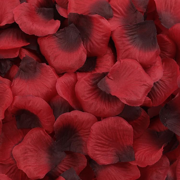 3300 PCS Artificial Fake Rose Petals,Flower Petals,Romantic Nightfor Her/Him Set,Wedding, Engagement, Party, in Bulk Flower Decorations(Dark Reddish with Black)