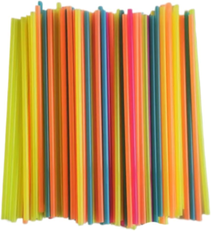 Neon Mini Sip Straws - 5 Inch Plastic Cocktail & Coffee Stirrers - 300 Straws