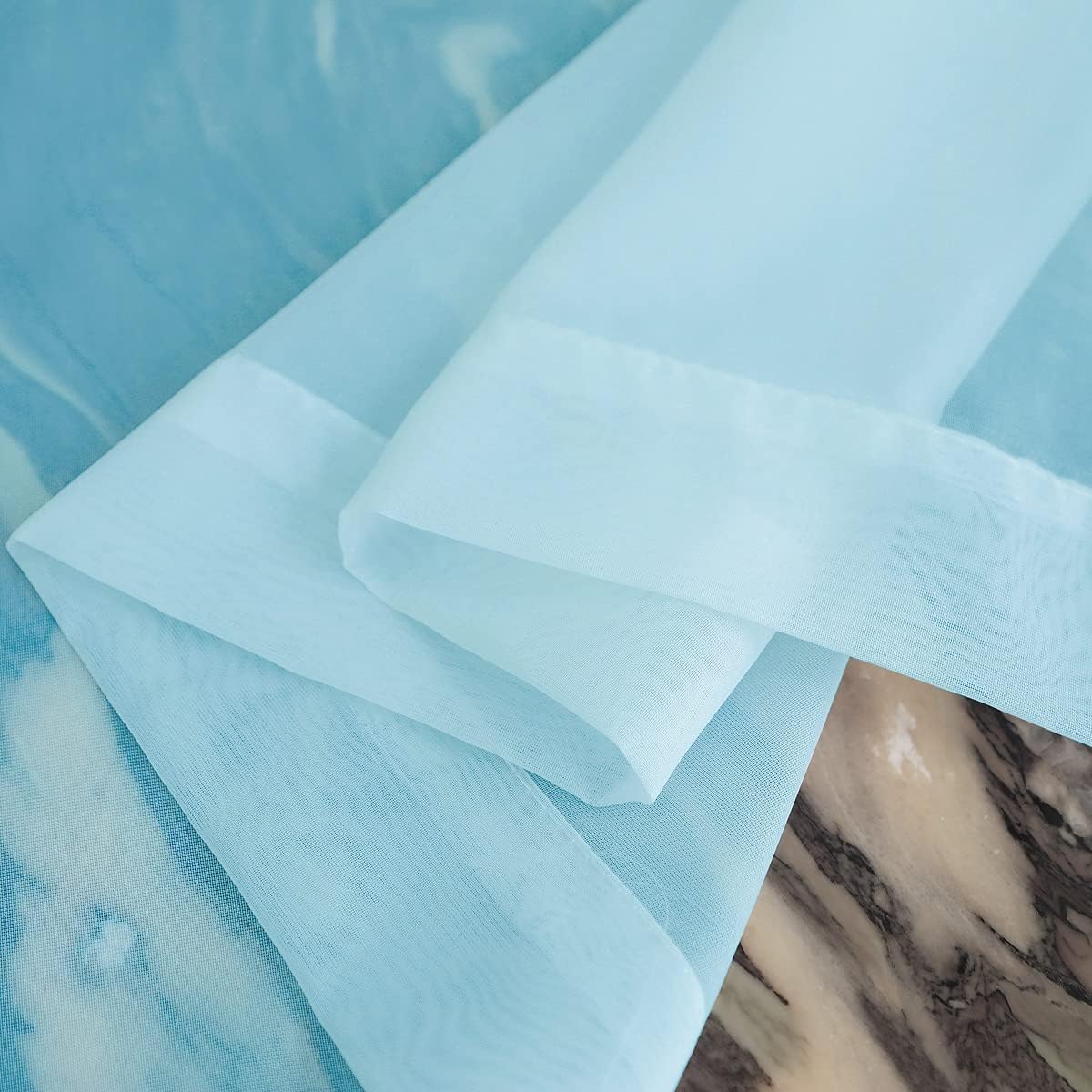 Window Lake Blue Sheer Curtains 48 Inches Width 45 Inches Long 2 Panels Sheer Curtain Clear Curtains Basic Rod Pocket Panel for Home Living Room Bedroom Kids Room Yard Patio Parlor Sliding