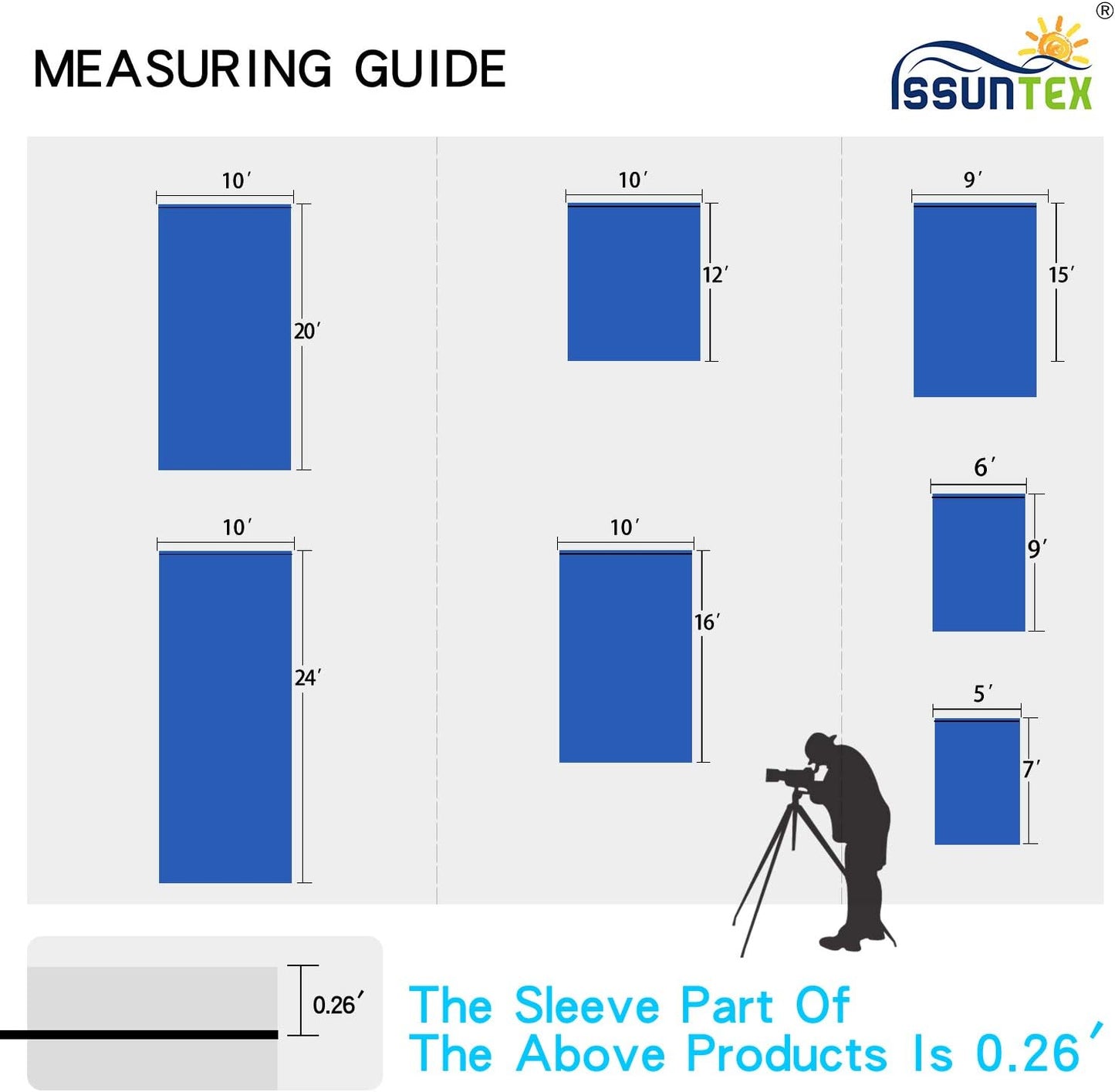 ISSUNTEX 10X16 ft Background Muslin Backdrop, Photo Studio, Collapsible High Density Screen for Video Photography and Television-Blue