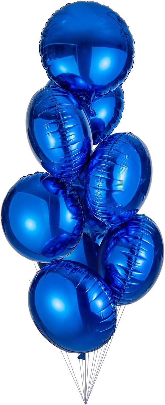 18" Blue Round Shaped Foil Balloons Mylar Helium Balloons for Birthday Party Wedding Baby Shower Decorations, Pack of 20