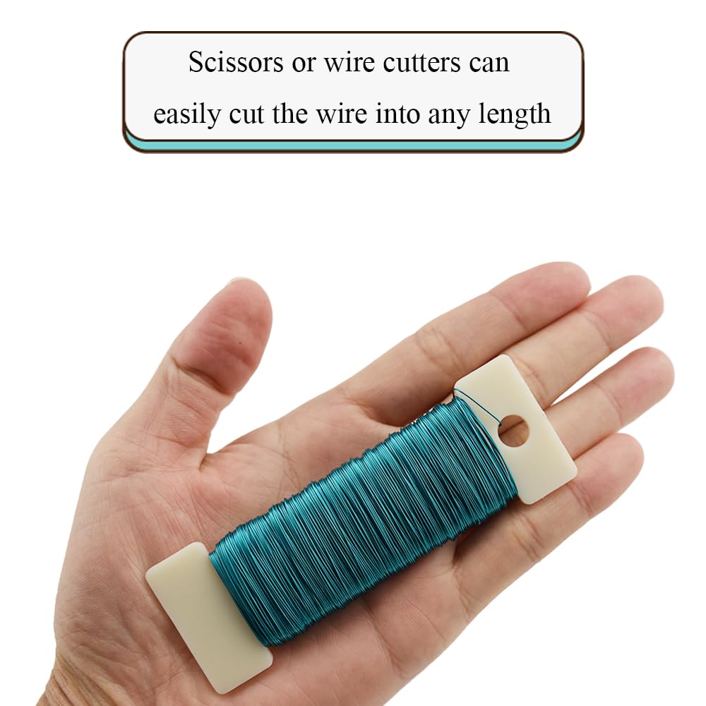 HAHIYO 26Gauge Blue Metal Floral Wire - 3 Rolls, 115 Yards (345 Feet) - Flexible Paddle Wire for Craft, Christmas Wreath, Flower Arrangement, Bouquet Wrapping, Wedding, DIY