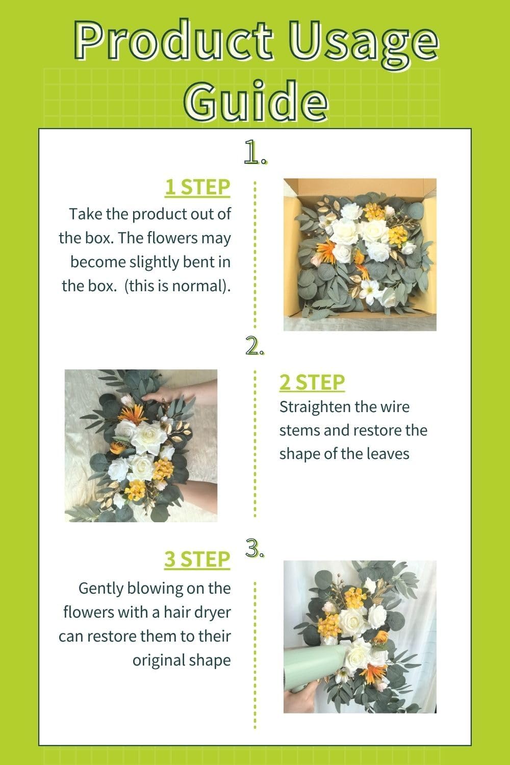 Wedding Sign Faux Flower Swag (Pack of 2) for Ceremony Party Reception Entrance Floral Decor Wall Easel Stand for Wedding Poster Welcome Sign (Bright Yellow)