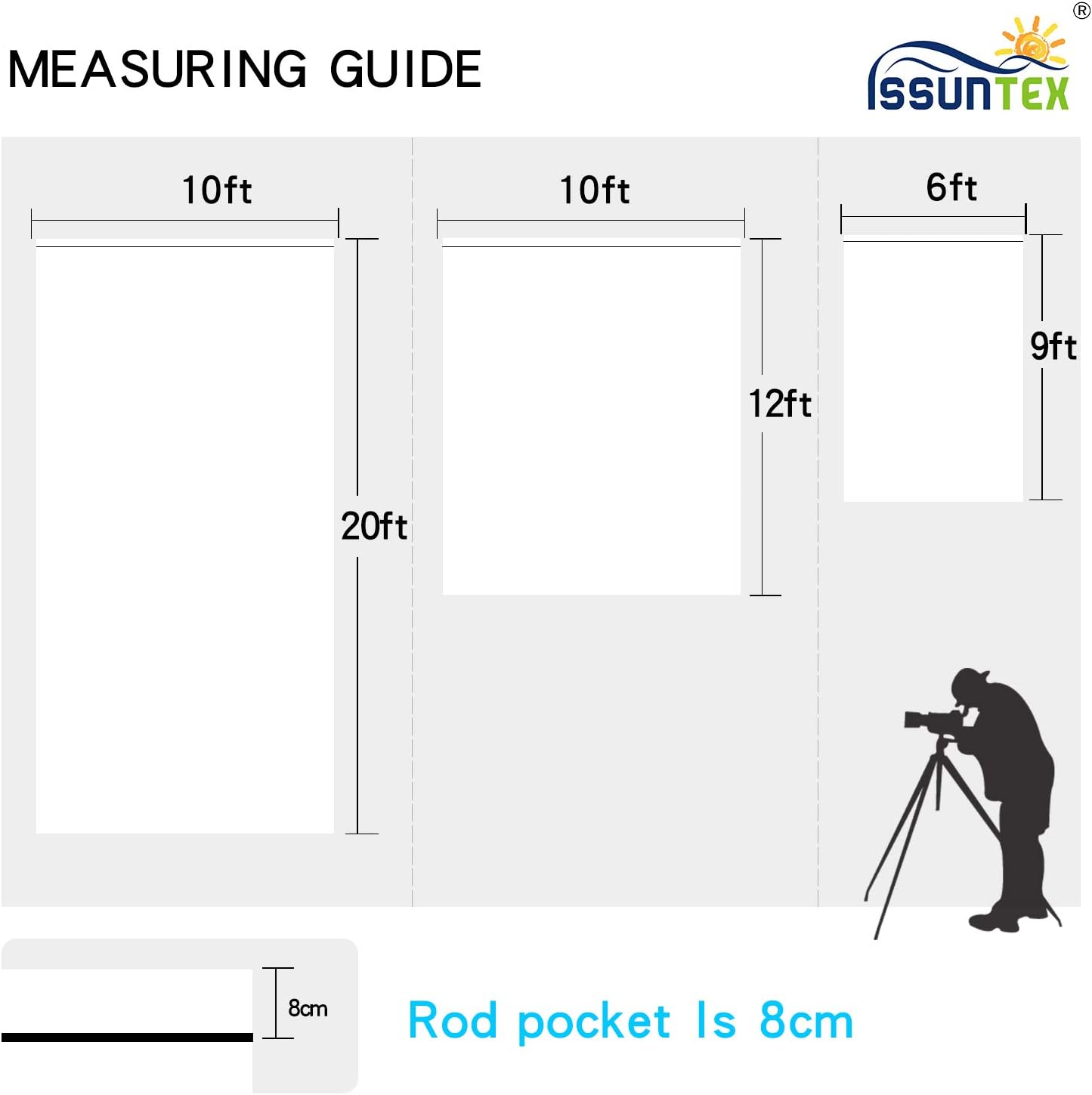 ISSUNTEX 10X12 ft Background Muslin Backdrop, Photo Studio, Collapsible High Density Screen for Video Photography and Television-White