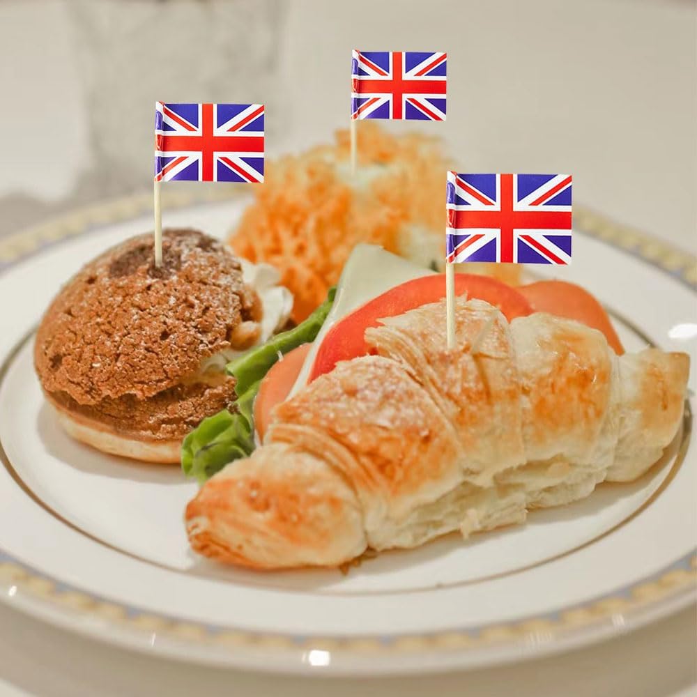 UK Flag British Flag, Small Mini British Toothpick Flags for Food, Cupcakes, Cocktails, Appetizers, Bar Party Decorations