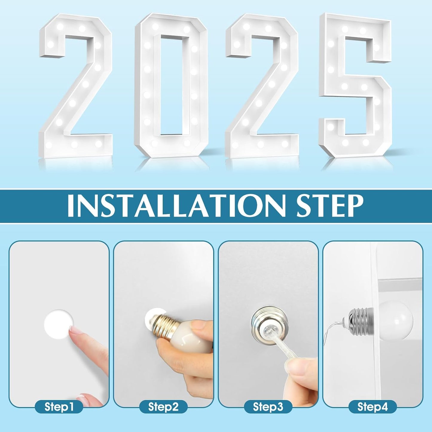 Ledido 4FT Marquee Light Up Numbers, Cool White Light Up Numbers Large Marquee Numbers for Party Decorations,1st 10th Birthday Anniversary Decor, Number 0