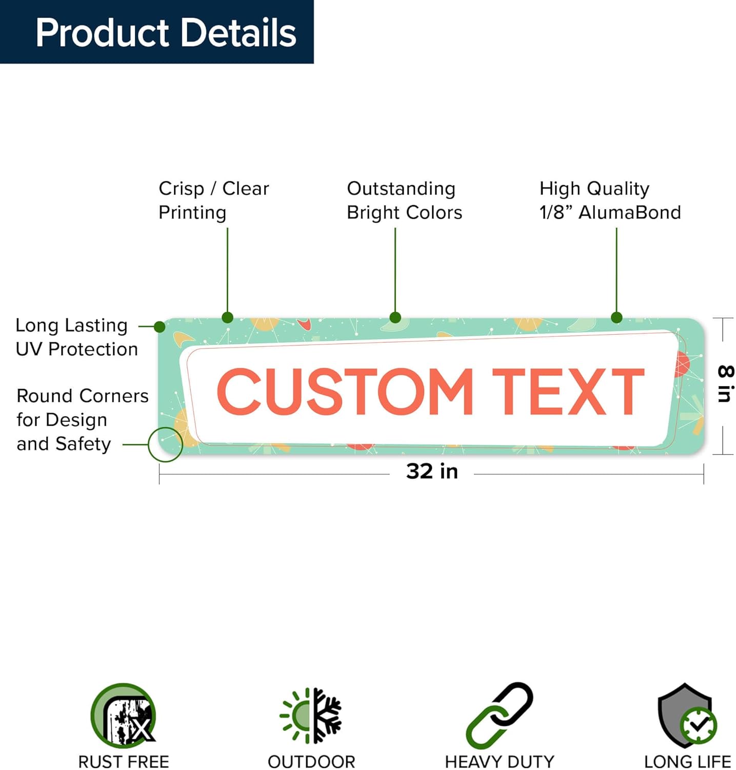 Custom Sign, Custom Street Sign, 11 Font Colors, 13 Font Styles, 4 Hole Options, 22 Sizes, 8x32 Inches, Rust Free DiBound, Fade Resistant, Made in USA by My Sign Center (Mid-Century Modern 2)