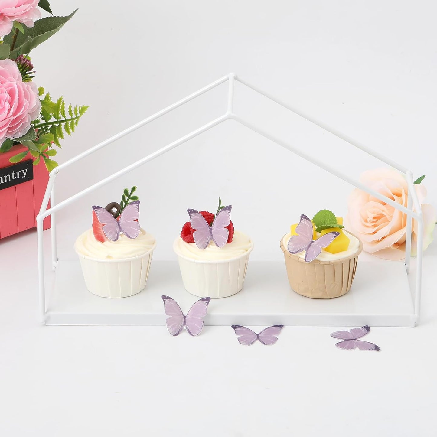 48PCS Wafer Paper Butterfly Cake Toppers YOcity Edible Butterflies for Cake Decorations Purple Butterfly Cupcake Toppers for Birthday Party Wedding Food Decorations (Purple)