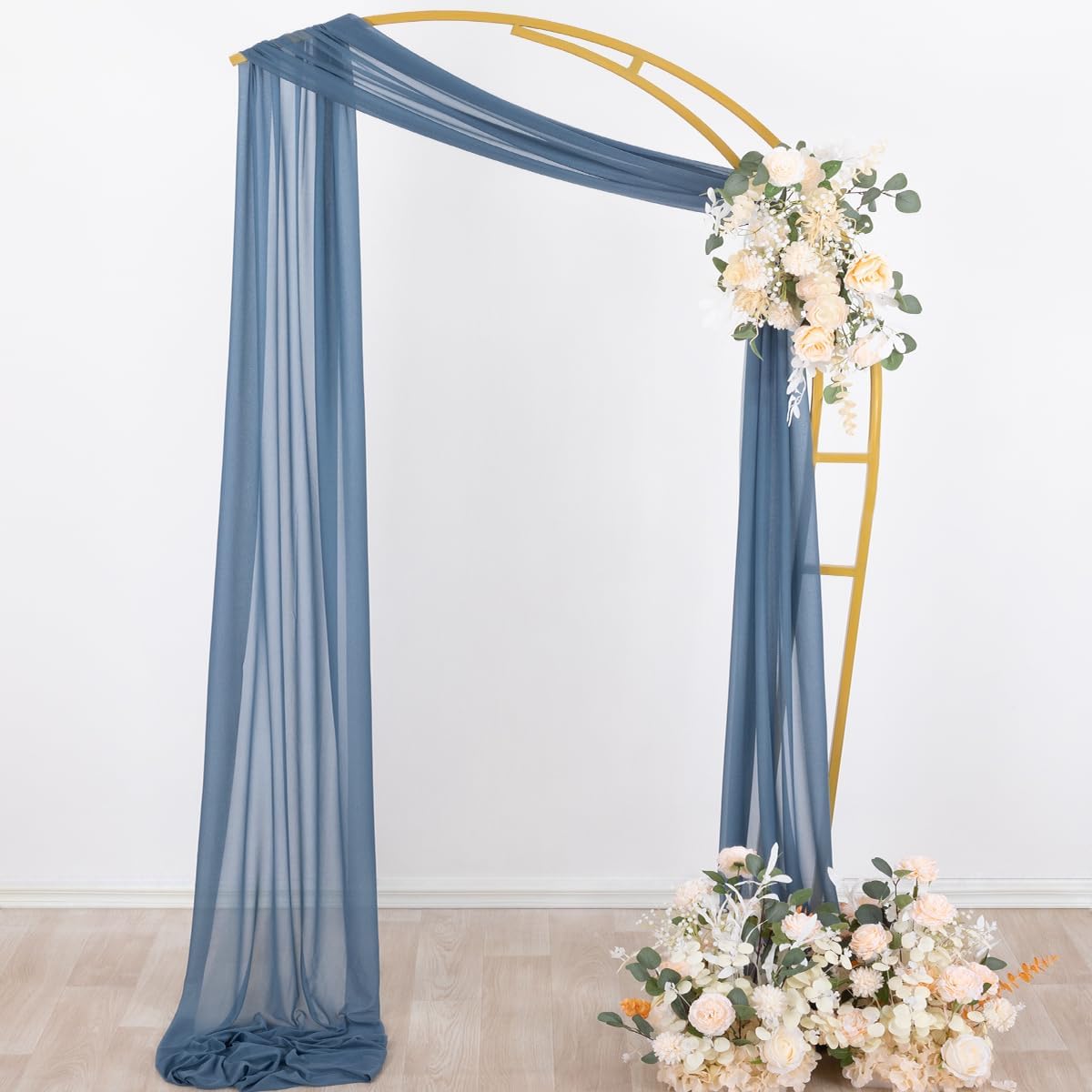 Socomi Wedding Arch Draping Fabric 29" x 20Ft 2 Panels Dusty Blue Sheer Outdoor Curtain Drapes Extra Long for Bridal Baby Shower Ceremony Birthday Party Decor