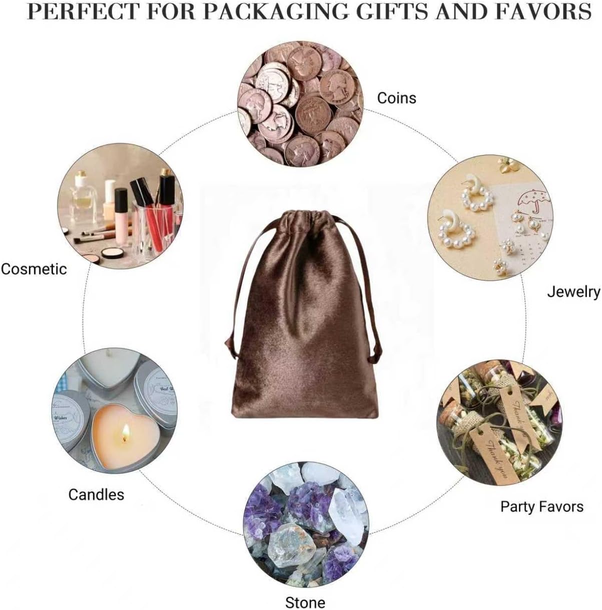 QIANF 12pcs Brown Velvet Drawstring Bags 4x6 inches Glossy Small Velvet Cloth Gift Bags Jewelry Pouches for Storage Wedding Party Favor Christmas