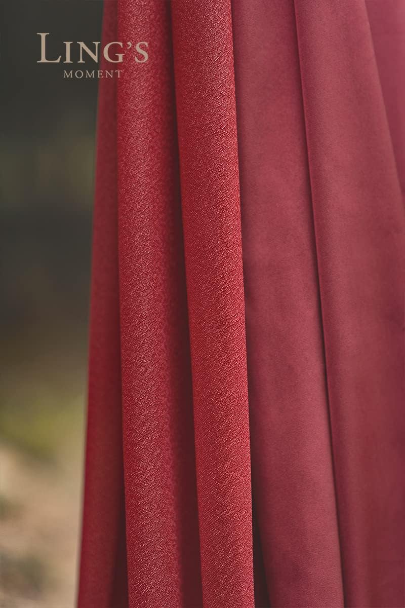 Ling's Moment Burgundy Artificial Wedding Arch Flowers Kit Pack of 4, 2pcs Hanging Flower Arrangement 2pcs Chiffon Drapes Ceremony Reception Fake Rose Arbor Backdrop Floral Party Outdoor Decorations