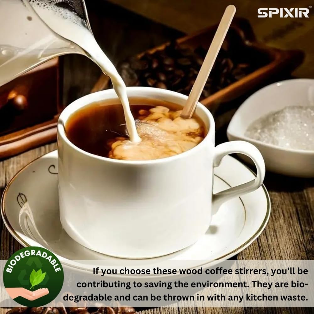 Coffee Stirrers Disposable Wooden Coffee Stir Sticks - Round-End Birchwood 7 Inches Large Wooden Stir Sticks - Pack of 2000 Wood Stir Sticks