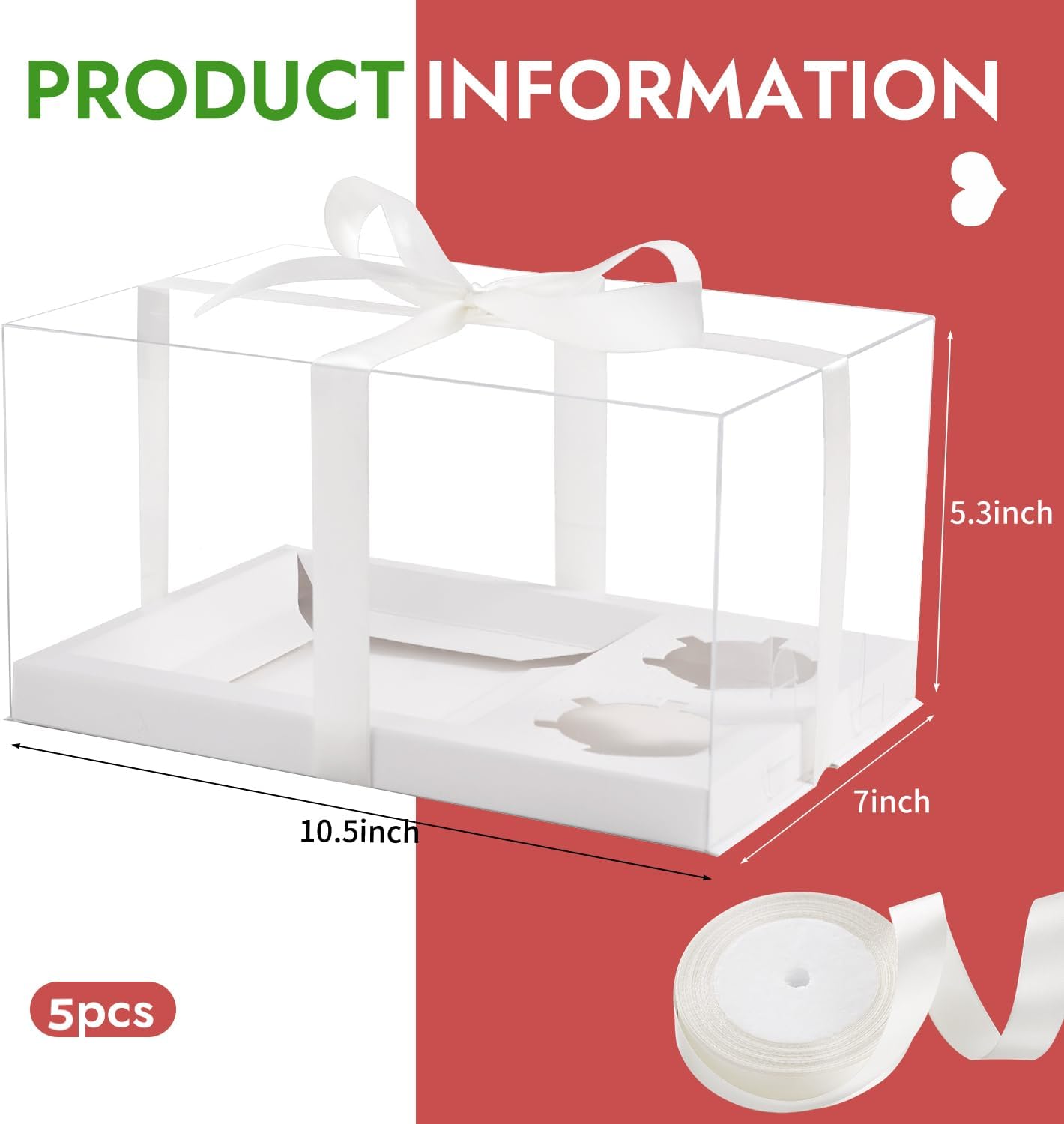 5 Pack Bento Cake and Cupcake Box with Gift Ribbon,Clear Window 1+2 Combination Bento Boxes,4-5in cake and 2 Cupcakes Combo Box Rectangle Cupcake Holder for Birthday Party Baking Supplies (1+2/5Pcs)