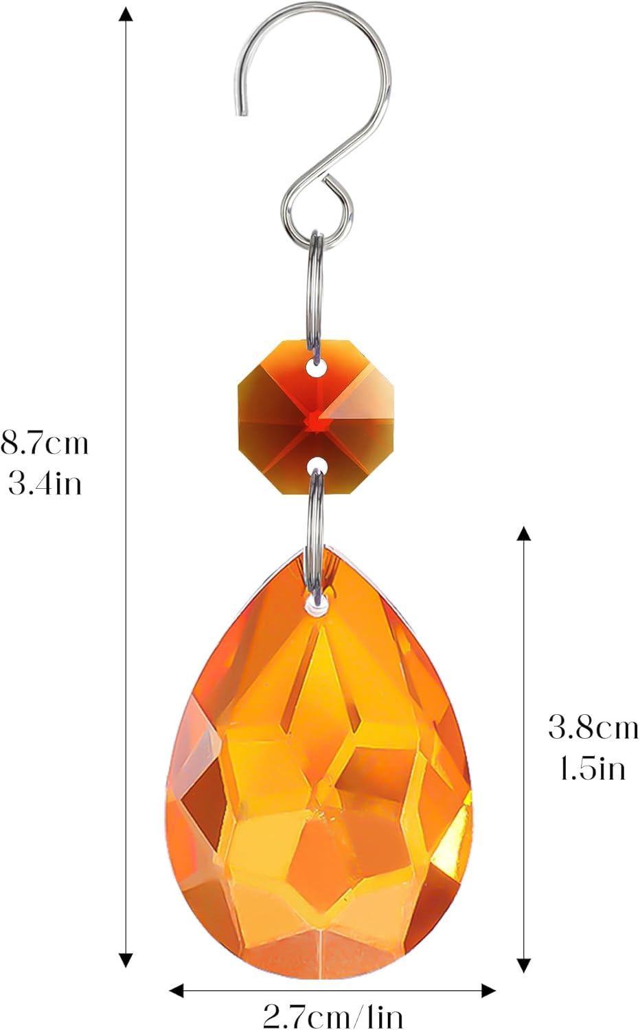 H&D HYALINE & DORA 3Inch Crystal Suncatcher Bauhinia Prisms Pendants 10Pcs Chandelier Crystals Replacement Hanging Sun Catcher Beads for DIY Arts Crafts Decor (Amber)