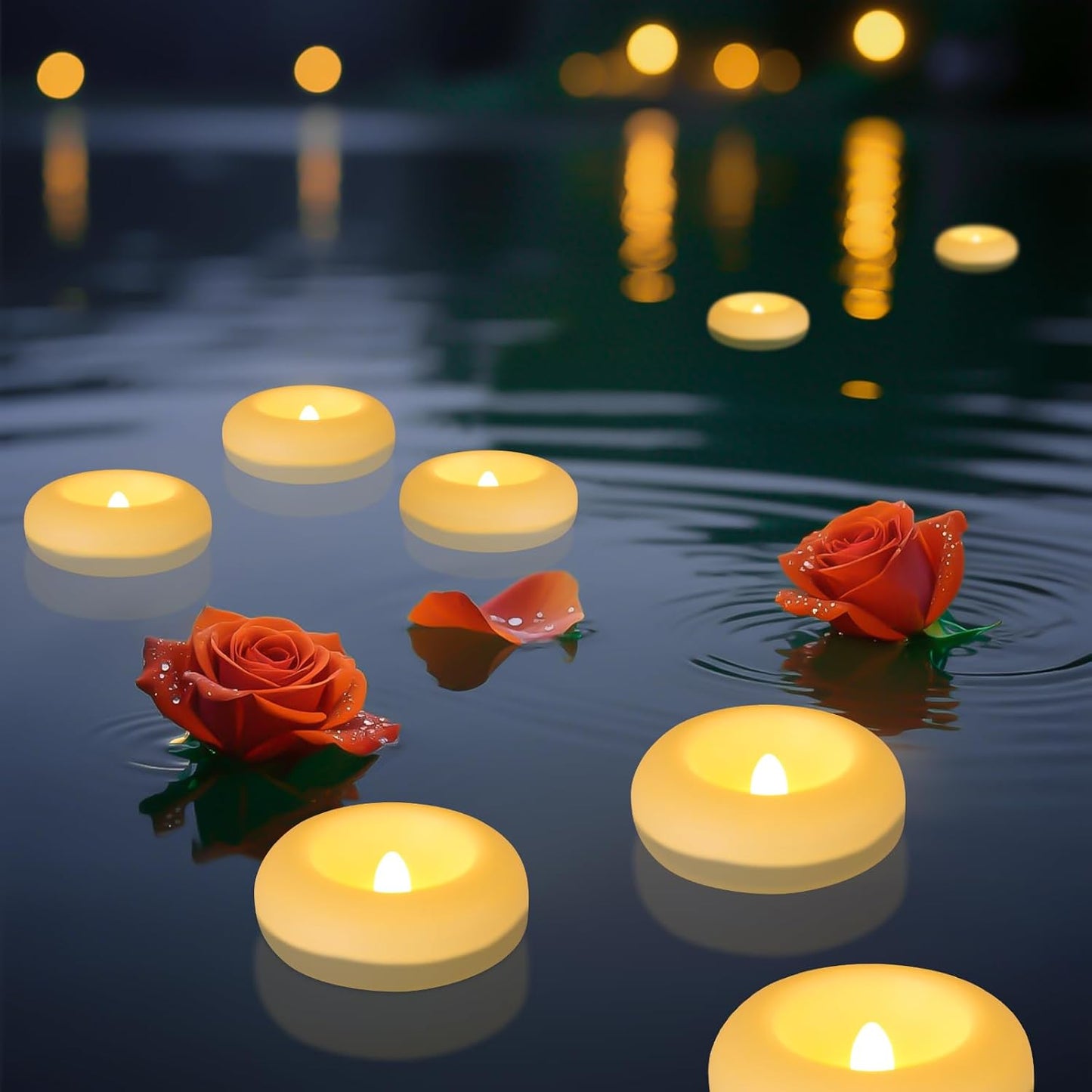 Aignis 36pcs Flameless LED Floating Candles Battery Operated, 120+ Hours Glow Time, 3 Inch Ivory Plastic Tealights, Cozy Warm Yellow Light for Romantic Pool/Bathtub/Hot Bath/Wedding Centerpiece Decor