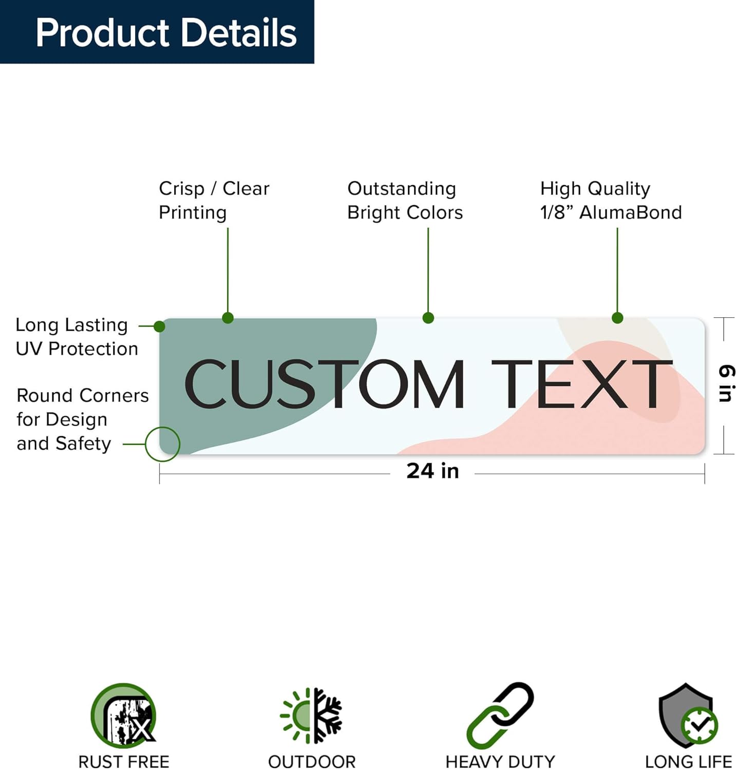 Custom Sign, Custom Street Sign, 11 Font Colors, 13 Font Styles, 4 Hole Options, 22 Sizes, 6x24 Inches, Rust Free DiBound, Fade Resistant, Made in USA by My Sign Center (Minimalist)