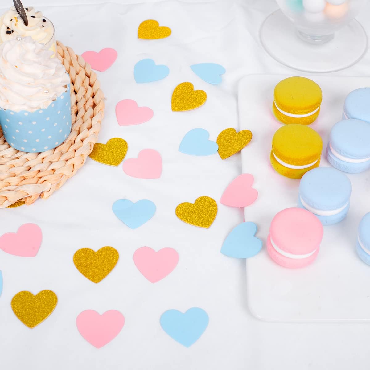 Blue Gold Pink Party-Decorations Gender-Reveal - 200Pcs Heart Confetti Sprinkle Paper Dot Table Decor Baby Birthday Ideas Even Party Supplies
