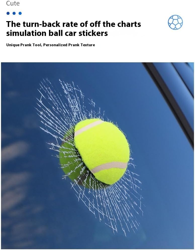 Car 3D elf Ball car Sticker, car Window Funny Creative Decorative Sticker(18cmx18cmx3cm) (Yellow Tennis Ball)