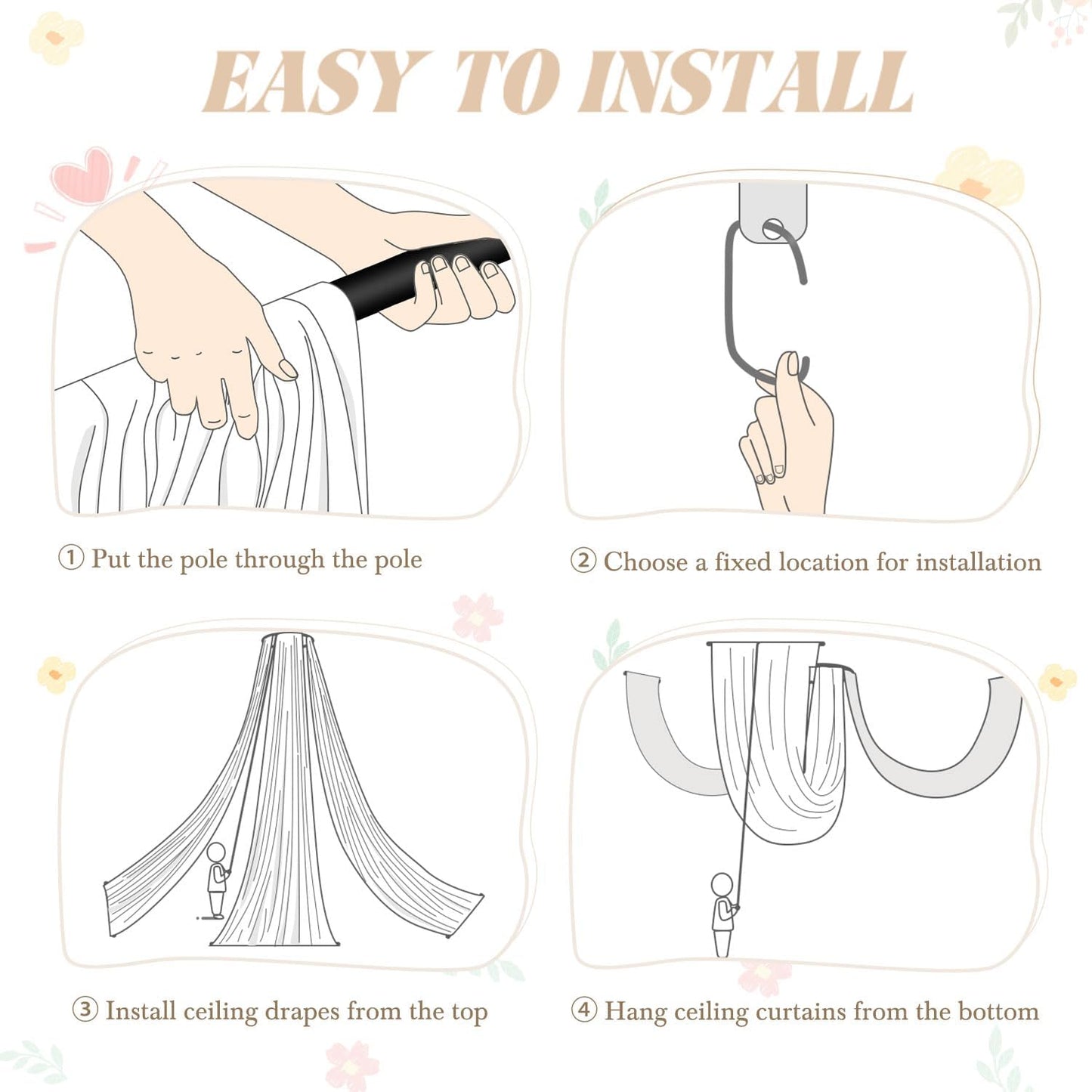 FUHSY Ceiling Drapes Black Wedding Arch Draping Fabric 5FTx20FT Chiffon Curtains 2 Panels Tent Drapes for Events Sheer Backdrop Drapes Wedding Arches for Ceremony Canopy Ceiling Curtains Tulle Drapery