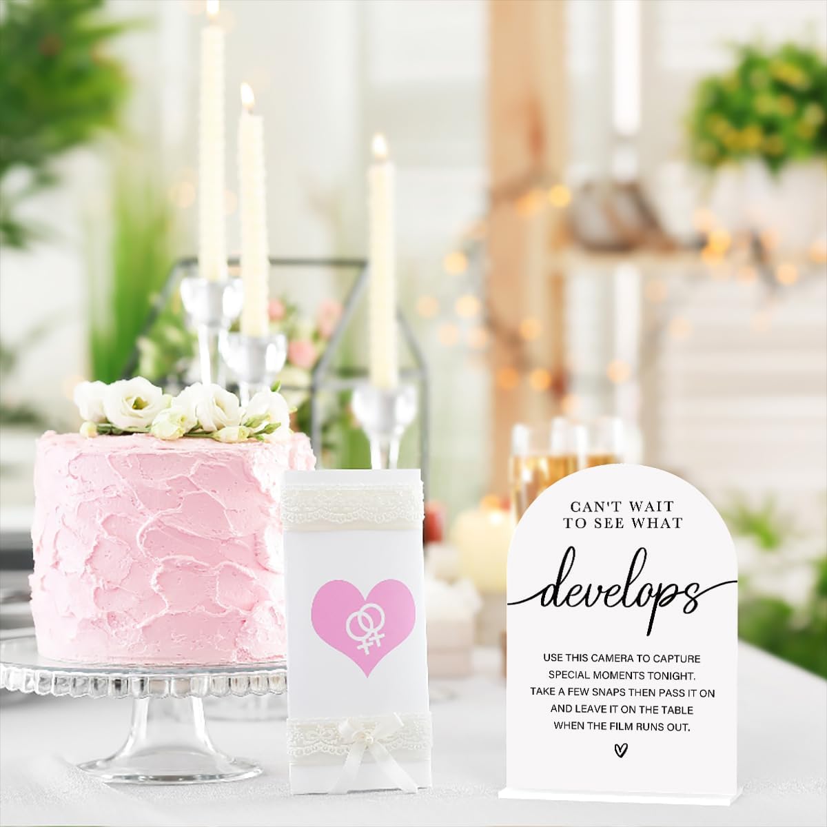 Acrylic Wedding Sign Can't Wait to See What Develops Sign for Wedding Wedding Signs for Ceremony Modern Calligraphy Arch Acrylic Table Top Sign for Wedding Reception and Event Party Table(white)