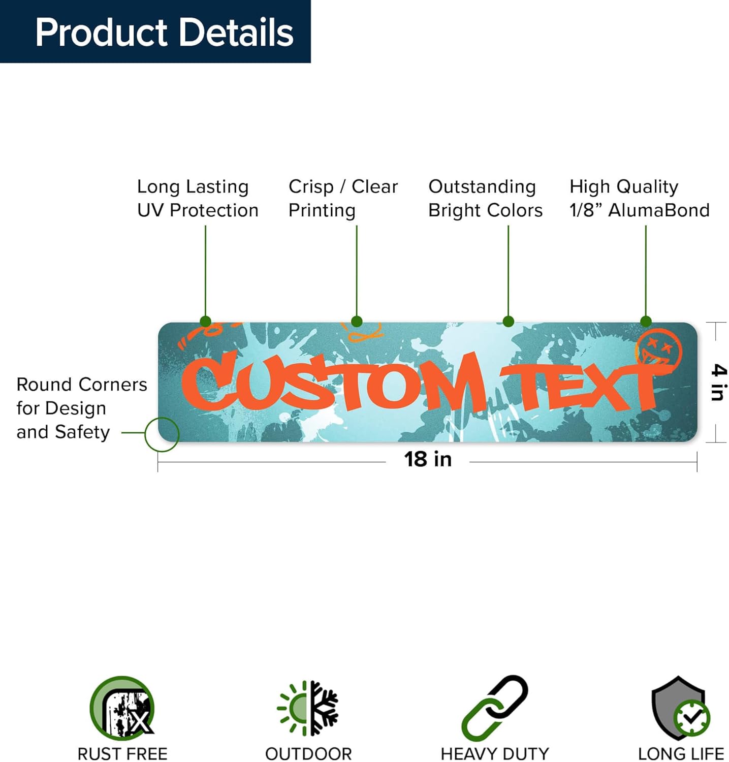 Custom Sign, Custom Street Sign, 11 Font Colors, 13 Font Styles, 4 Hole Options, 22 Sizes, 4x18 Inches, Rust Free DiBound, Fade Resistant, Made in USA by My Sign Center (Graffiti)