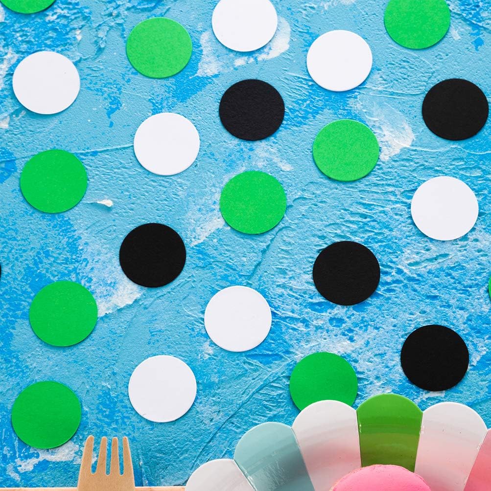 Glitter Confetti Circle Dots for Table Wedding Birthday Party Decoration, 1.2 inch in Diameter (black,green,white,200pc)