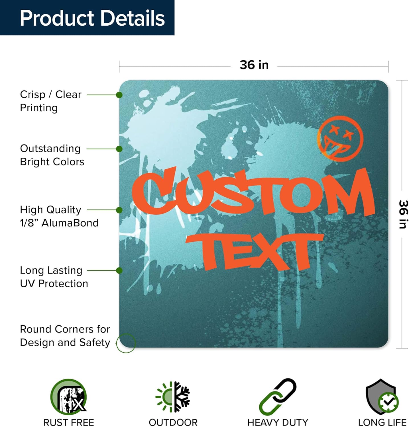 Custom Sign, Custom Street Sign, 11 Font Colors, 13 Font Styles, 4 Hole Options, 22 Sizes, 36x36 Inches, Rust Free DiBound, Fade Resistant, Made in USA by My Sign Center (Graffiti)